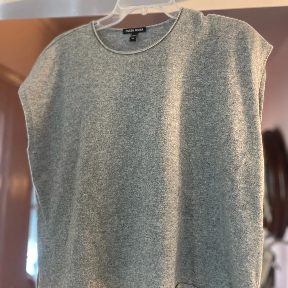 Eileen Fisher Light Gray Sweater Vest - Picture 2 of 5